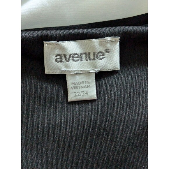 Avenue Dress Womens Sz 22/24 Black Waterfall Faux Wrap Knit Belt Classic Stretch - Picture 3 of 13